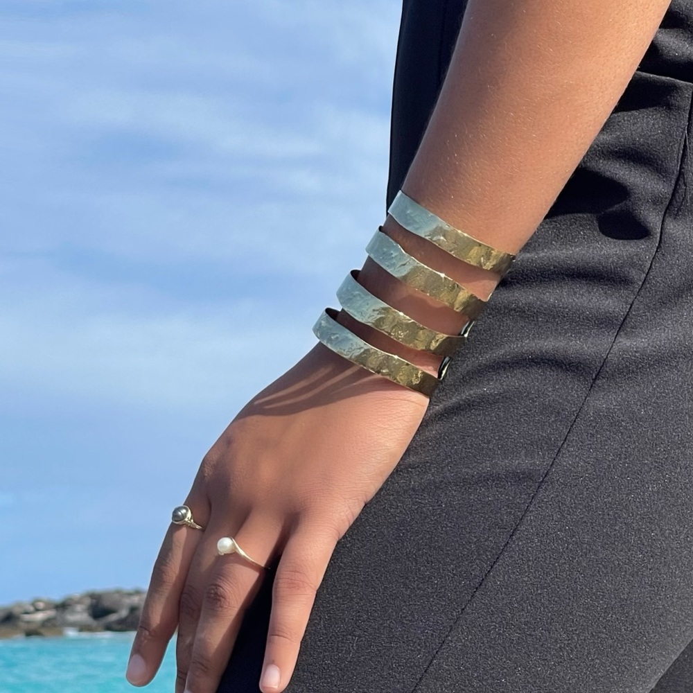 Modern Textures Brass Dipped Modern Cuff Bracelet